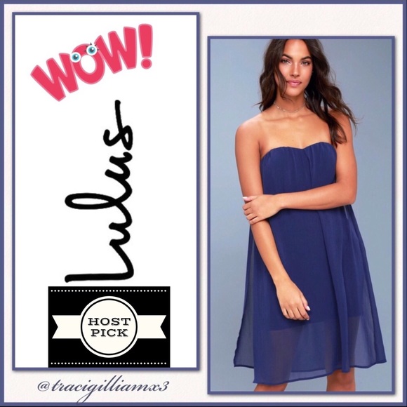 Lulu’s Allure Of It All Navy Strapless Dress - Picture 1 of 7